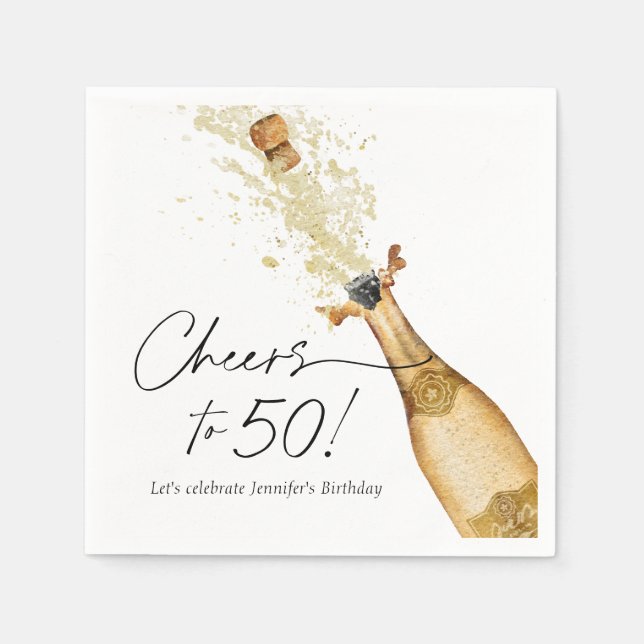 Cheers to 50th Birthday Personalized Paper Napkins (Front)