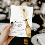 Cheers to 50th Birthday Photo Invitation<br><div class="desc">Let's Cheer to 50! Birthday Photo Invitation. Designed with a beautiful watercolor Gold Champagne Bottle.  Matching items in our store Cava Party Design.</div>