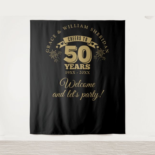 Cheers To 50th Golden Anniversary Photo Backdrop (Front)
