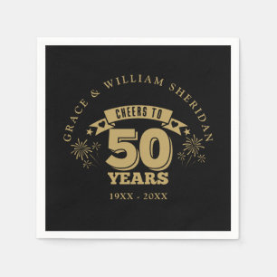 Cheers To 50th Golden Wedding Anniversary Napkins