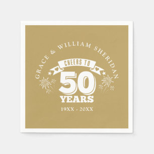 Cheers To 50th Golden Wedding Anniversary Napkins