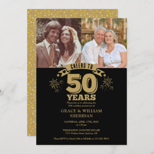 Cheers To 50th Wedding Anniversary 2 Photo Invitation