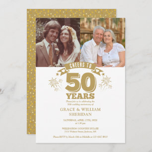 Cheers To 50th Wedding Anniversary 2 Photo Invitation