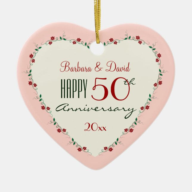 Cheers to 50th Wedding Anniversary Christmas Gifts Ceramic Ornament (Front)
