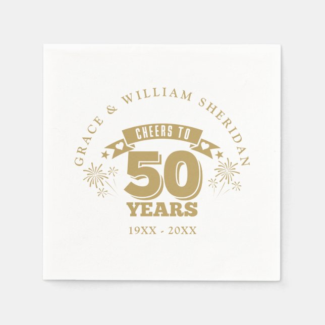 Cheers To 50th Wedding Anniversary Napkins (Front)