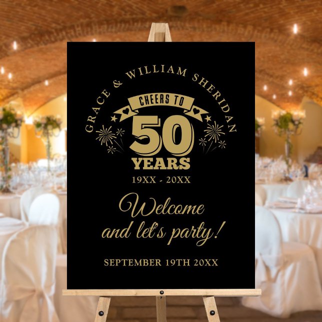 Cheers To 50th Wedding Anniversary Welcome Sign (Cheers To 50th Wedding Anniversary Welcome Sign)