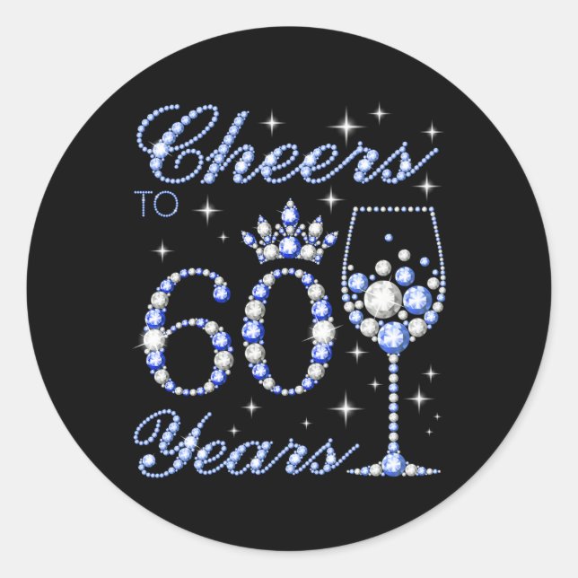 Cheers To 60 60Th Blue Style Classic Round Sticker (Front)