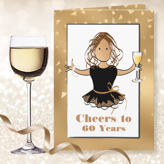 Cheers to 60 for Her Girly Sparkle 60th Birthday Card