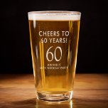 Cheers to 60 Years 60th Birthday Party Pint Glass<br><div class="desc">Raise a toast at his 60th birthday party with this elegant beer pint glass featuring the classic phrase “Cheers to 60 Years” etched in simple modern lettering and the guest of honor’s name and milestone year.</div>