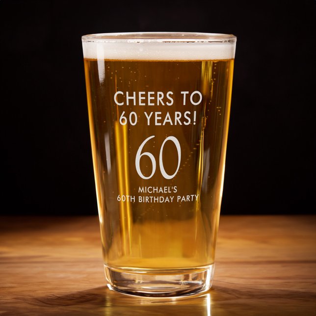 Cheers to 60 Years 60th Birthday Party Pint Glass (Creator Uploaded)