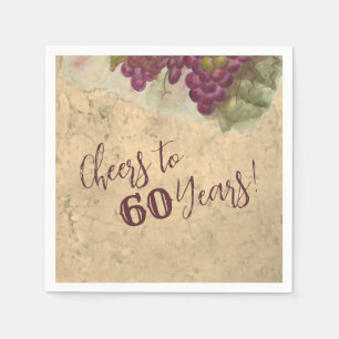 Cheers to 60 Years, 60th Birthday Wine Theme Party Napkins
