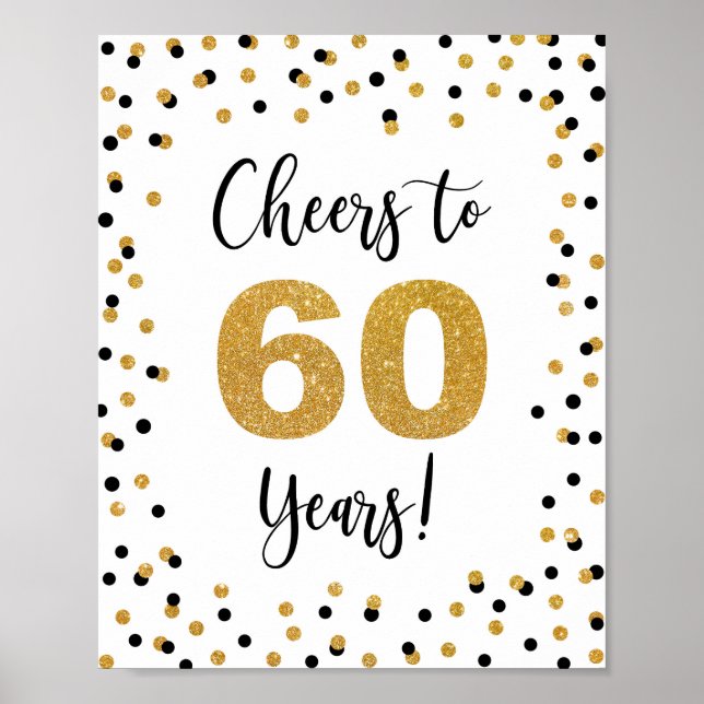 Cheers to 60 Years Anniversary or Birthday Sign (Front)