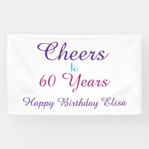 Cheers to 60 Years Birthday Colorful Personalize Banner
