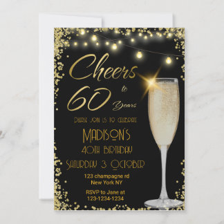 Cheers to 60 years birthday invitation