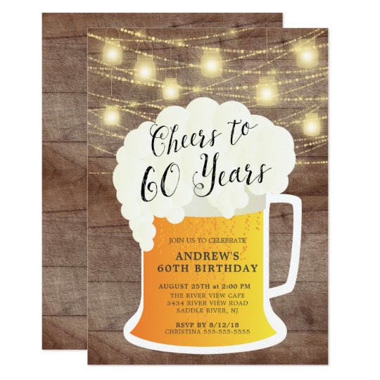 cheers to 60 years birthday invitation zazzle com