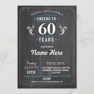 Cheers to 60 Years Birthday Invitation 40th 50th
