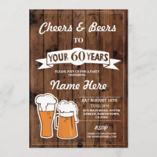 Cheers to 60 Years Birthday Invitation 40th 50th