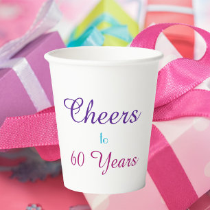 Cheers to 60 Years Birthday Party Paper Cups