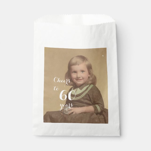 Cheers to 60 Years! Birthday Photo Favor Bag (Front)