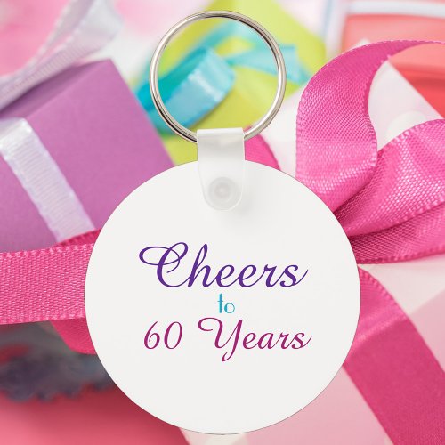 Cheers to 60 Years Birthday Pink Purple Keychain