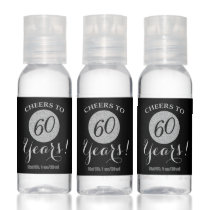 Cheers to 60 Years Black and Silver Glitter Hand Sanitizer