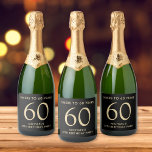 Cheers to 60 Years Black Gold 60th Birthday Party Sparkling Wine Label<br><div class="desc">Elegant black and gold 60th birthday sparkling wine label featuring the classic phrase “Cheers to 60 Years” in modern gold typography, this minimalist design adds sophistication to every bottle. Personalize with the guest of honor’s name and milestone year for a timeless custom touch. Whether you’re hosting a 60th birthday dinner,...</div>