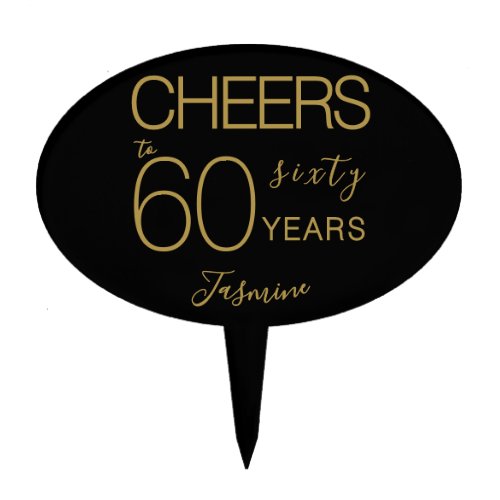Cheers to 60 years Black Gold Eighty Birthday Cake Topper