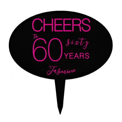 Cheers to 60 years Black Pink Eighty Birthday Cake Topper