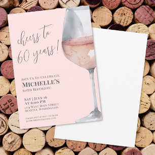 Cheers To 60 Years Blush Pink 60th Birthday Invitation