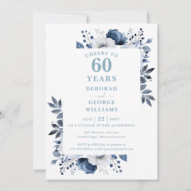 Cheers To 60 Years Diamond Wedding Anniversary  Invitation (Front)