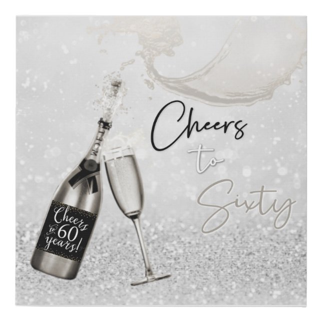 CHEERS TO 60 YEARS Faux Wrapped Canvas Print (Front)
