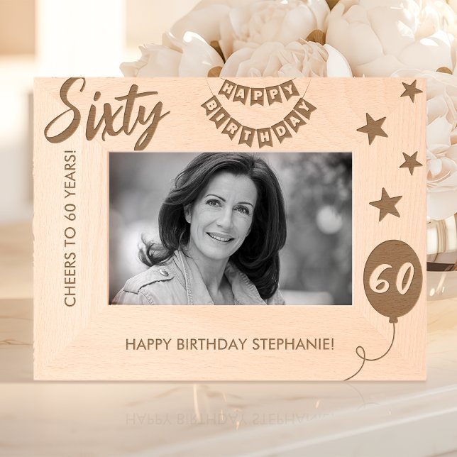 Cheers To 60 Years Happy Birthday Engraved Frames (Creator Uploaded)