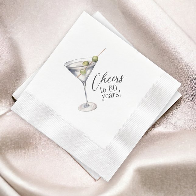 Cheers to 60 Years Martini Cocktail Birthday Party Napkins (Creator Uploaded)