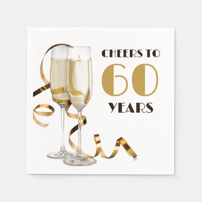 Cheers to 60 Years Milestone Birthday  Napkins (Front)
