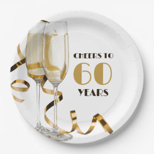 Cheers to 60 Years Milestone Birthday Paper Plates