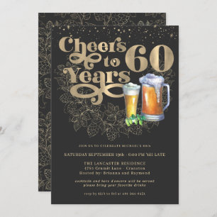 Cheers to 60 Years Milestone Birthday Party Invitation