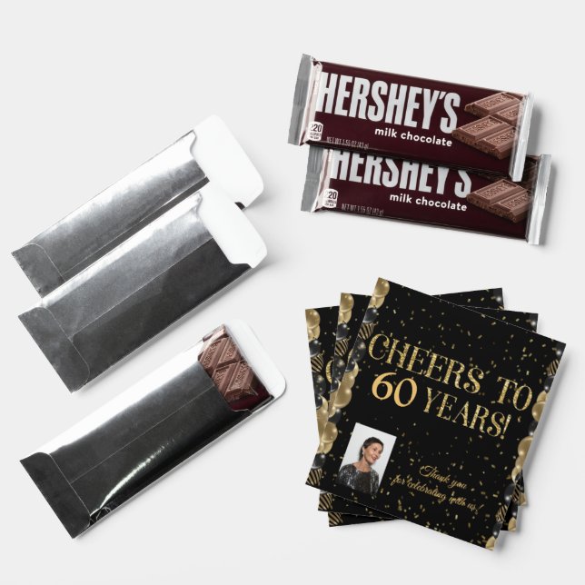Cheers to 60 years, Non-Assemble Hershey Bar Favors (Front)