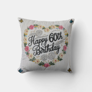 Cheers to 60 Years" Throw Pillow: Celebrate in Sty Throw Pillow