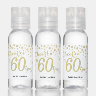 Cheers to 60 Years White and Gold Diamond Hand Sanitizer