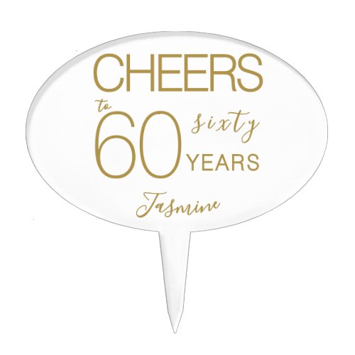 Cheers to 60 years White Gold Eighty Birthday Cake Topper