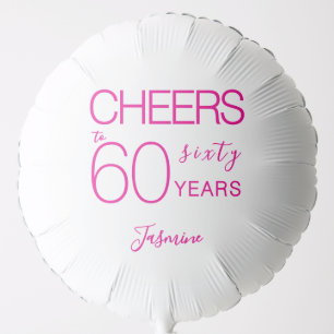 Cheers to 60 years White Pink Sixty Birthday Balloon