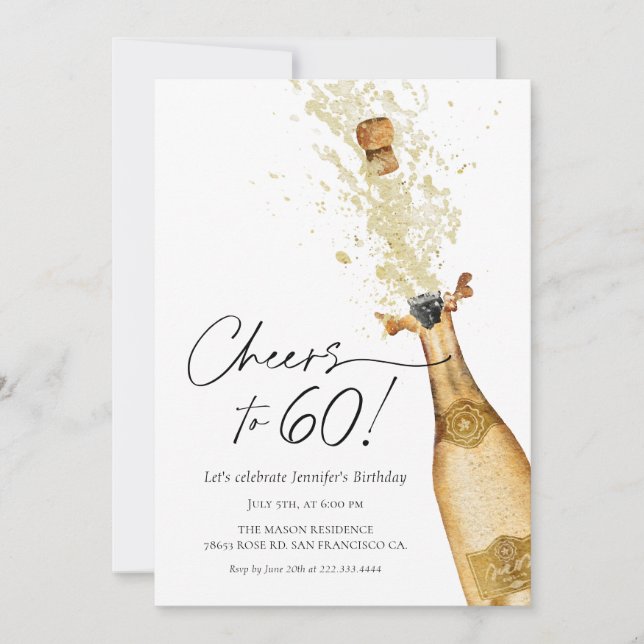 Cheers to 60th Birthday Photo Invitation (Front)