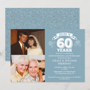 Cheers To 60th Wedding Anniversary 2 Photo Invitation