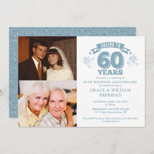 Cheers To 60th Wedding Anniversary 2 Photo Invitation