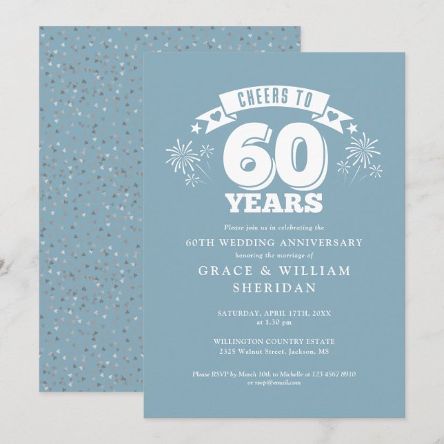 Cheers To 60th Wedding Anniversary Invitation (Front/Back)