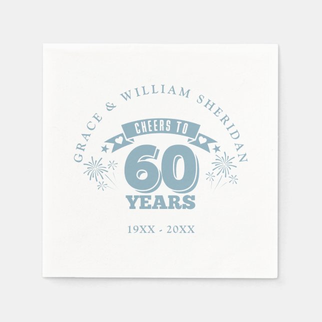 Cheers To 60th Wedding Anniversary Napkins (Front)