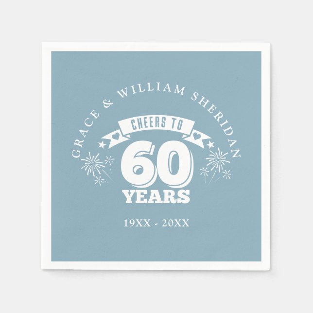 Cheers To 60th Wedding Anniversary Napkins (Front)