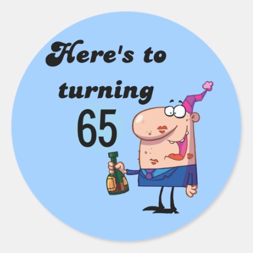 Cheers to 65 Birthday Tshirts and Gifts Classic Round Sticker