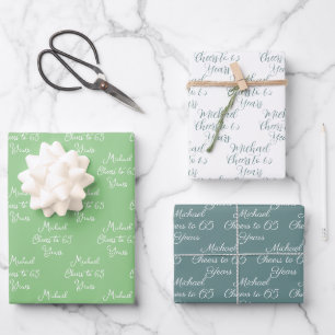 Cheers to 65 Years Spring Green 65th Birthday Wrapping Paper Sheets