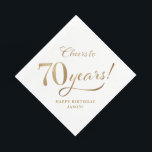 Cheers to 70 Birthday Glitter Gold Napkins<br><div class="desc">70th birthday napkin in gold</div>